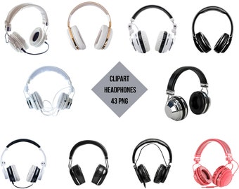Clipart Auriculares Set 43 PNG / Auriculares PNG / Decoración de auriculares de impresión digital / Fondo transparente / Descarga instantánea de alta calidad