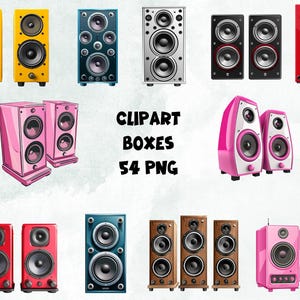 Vibrant RGB Clipart Speakers | 54 Digital Images Bundle | Colorful Speakers PNG |Transparent Background | Hight Quality Instant Download
