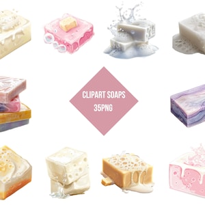 Clipart Soaps Set | Digital Soap Prints | Printable Soap Graphics Bundle | Transparent Background | High Quality | Instant Download