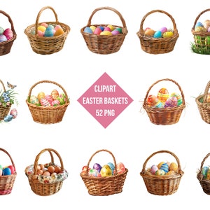 Easter Clipart | 52 PNG Files | Charming Easter Designs PNG | Digital Art | Transparent Background | High Quality Instant Download