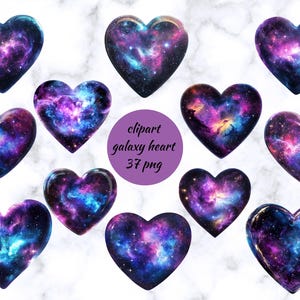 galaxy heart clipart, cosmic heart png,  cosmic love designs, transparent background, instant download, commercial use
