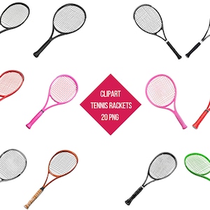 Tennis Rackets Clipart | Stylish Tennis Racket Illustrations | Digital Print Decor | Transparent Background | High Quality Instant Download