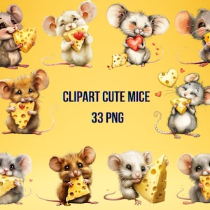 Clipart Cheese-Loving Cute Mouse | Adorable Mose PNG | Transparent Background | High Quality Instant Download