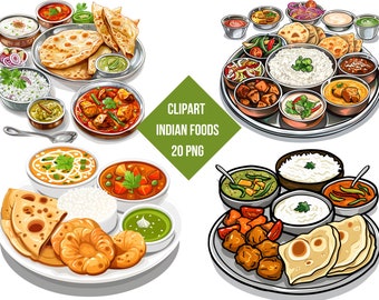 Indian Food Clipart: Authentic Dishes PNG Illustrations (Digital Download)