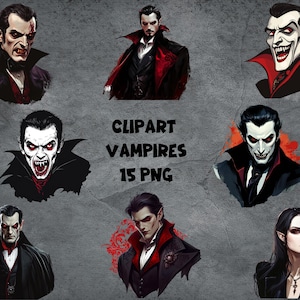 Vampire Clipart Bundle | Dracula PNG Set | Gothic Horror Clip Art | Halloween Vampire Graphics | Instant Download | Transparent Background