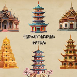 Clipart Temples Set | 63 PNG Files | Perfect For Invitations And Design Projects | Transparent Background | High Quality Instant Download