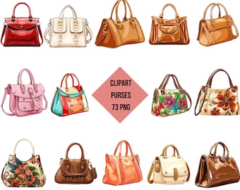 Elegant Handbags Clipart Set – 73 Fashion PNGs (Commercial Use, Instant Download)