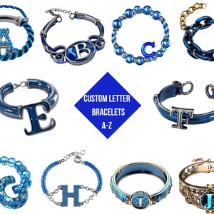Clipart Pulseras de letras iniciales personalizadas / Pulseras de alfabeto personalizadas / Fondo transparente / Descarga instantánea de alta calidad