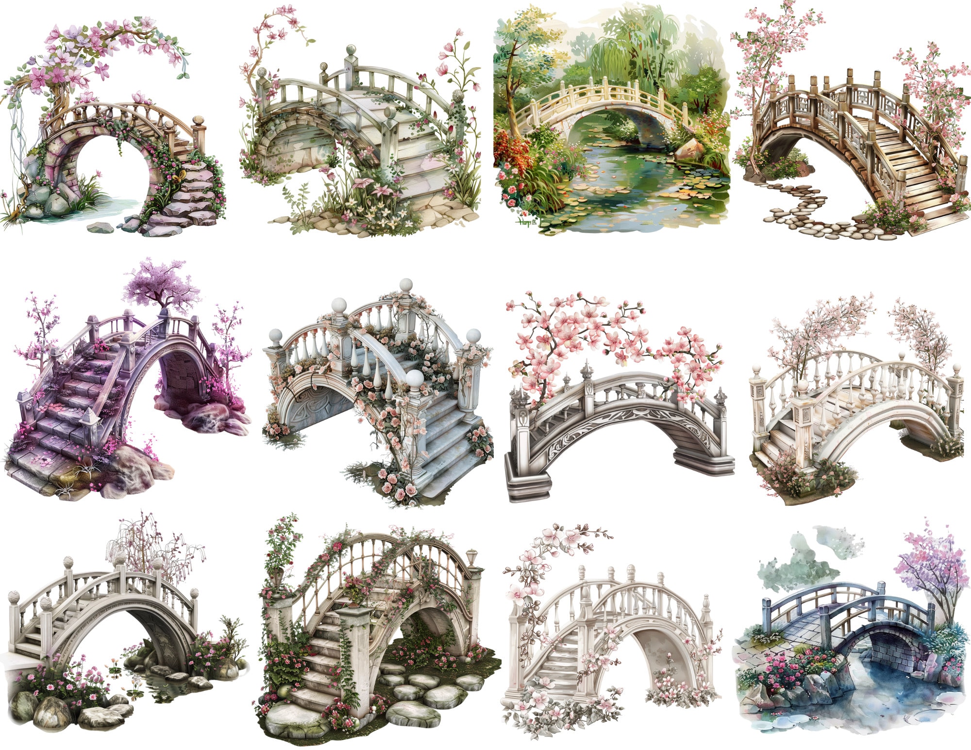 Clipart Pretty Bridges 52 PNG |colorful Bridges | Cute Decor for Any ...