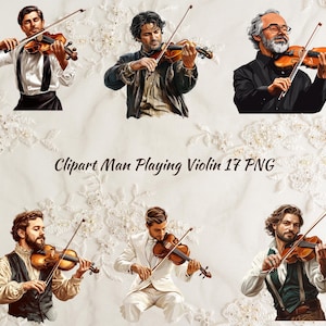Man Playing Violin Clipart | Violin Man PNG | Digital Print Musical Instrument | Transparent Background | Instant Download Commercial Use