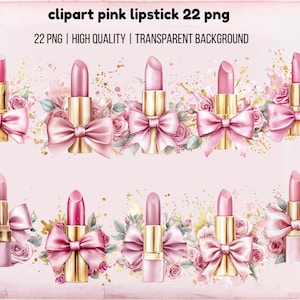 Pink Lipstick Clipart | Makeup Digital Download | Feminine Beauty Sublimation | Instant Download Commercial Use
