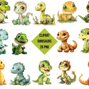 Clipart Baby Dinosaurs | Baby Dinosaurs PNG | Digital Print Cute Dinosaurs | Transparent Background | High Quality Instant Download
