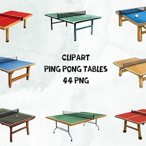Clipart Ping Pong Tables | 44 PNG | Perfect For Sports Design And Creative Projects | Transparent Background | High Quality Instant Download