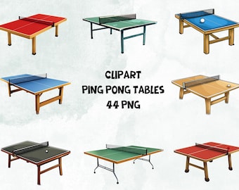 Ping Pong Tables Clipart | Sports Design 44 PNG (Commercial Use, Instant Download)