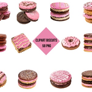 Clipart Pink Biscuits |  Delicious Biscuits 58 PNG | Digital Print Biscuits Art | Transparent Background | High Quality Instant Download