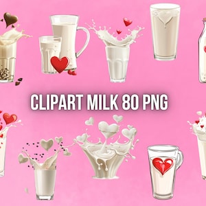 Clipart Fresh and Creamy Milk | Digital Print The Magic of Milk | Transparent Background | High Quality Instant Download