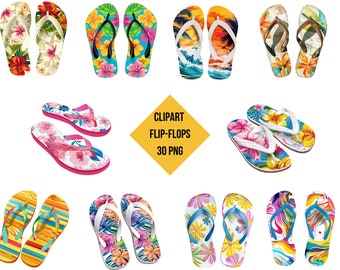 Flip-Flops Clipart: Summer Sandal Graphics (Digital Download)