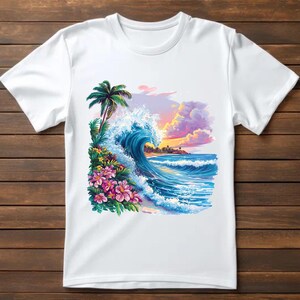 Tropical Beach Wave Clipart Bundle: Summer Ocean PNG (digital Download ...