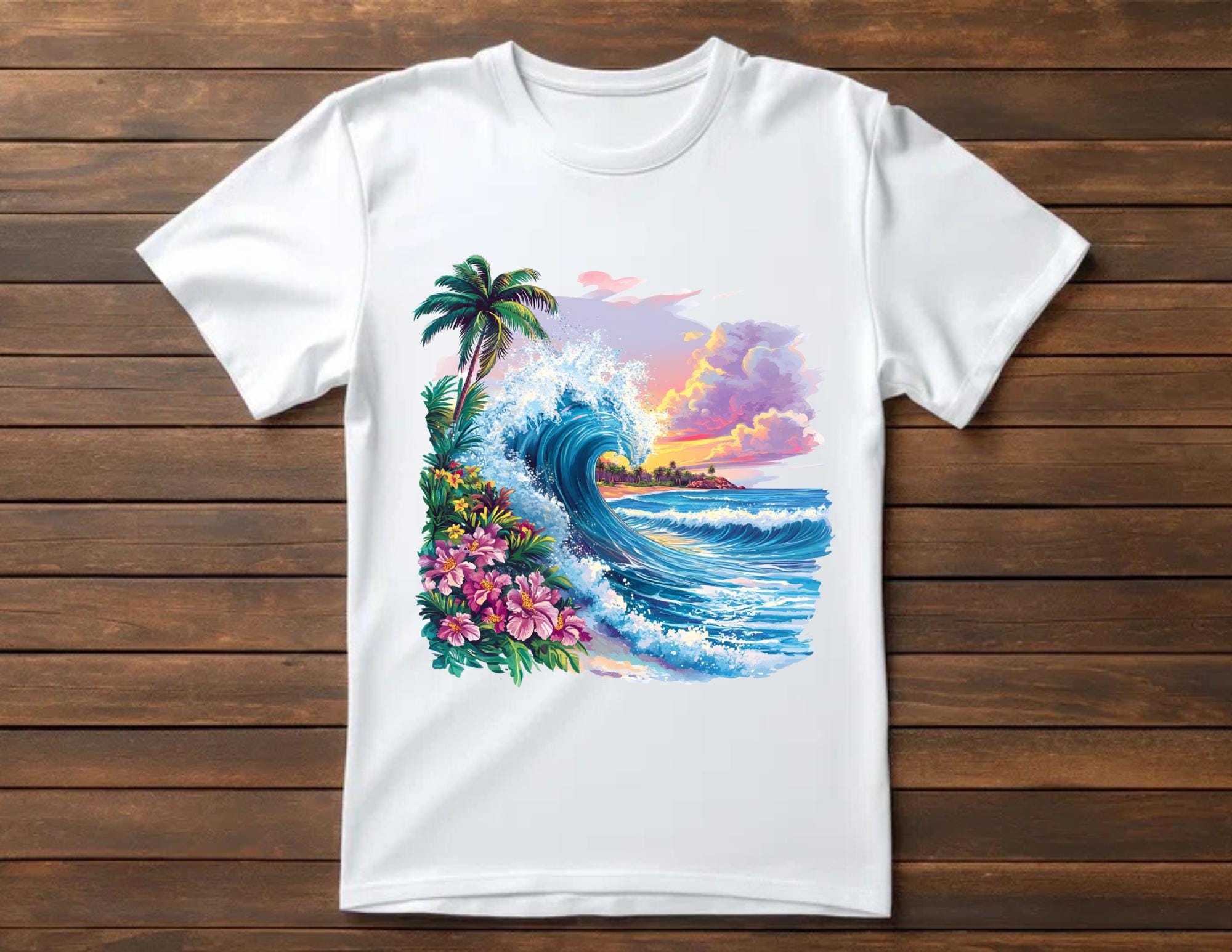 Tropical Beach Wave Clipart Bundle: Summer Ocean PNG (digital Download ...