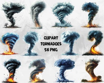 Clipart Tornadoes | Artisitc Storm Illustrations | Unique Decor | Transparent Background | High Quality Instant Download | Commercial Use