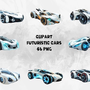 Clipart Futuristic Cars Bundle | Digital Print Futuristic Cars | Transparent Background | High Quality instant Download Commercial Use