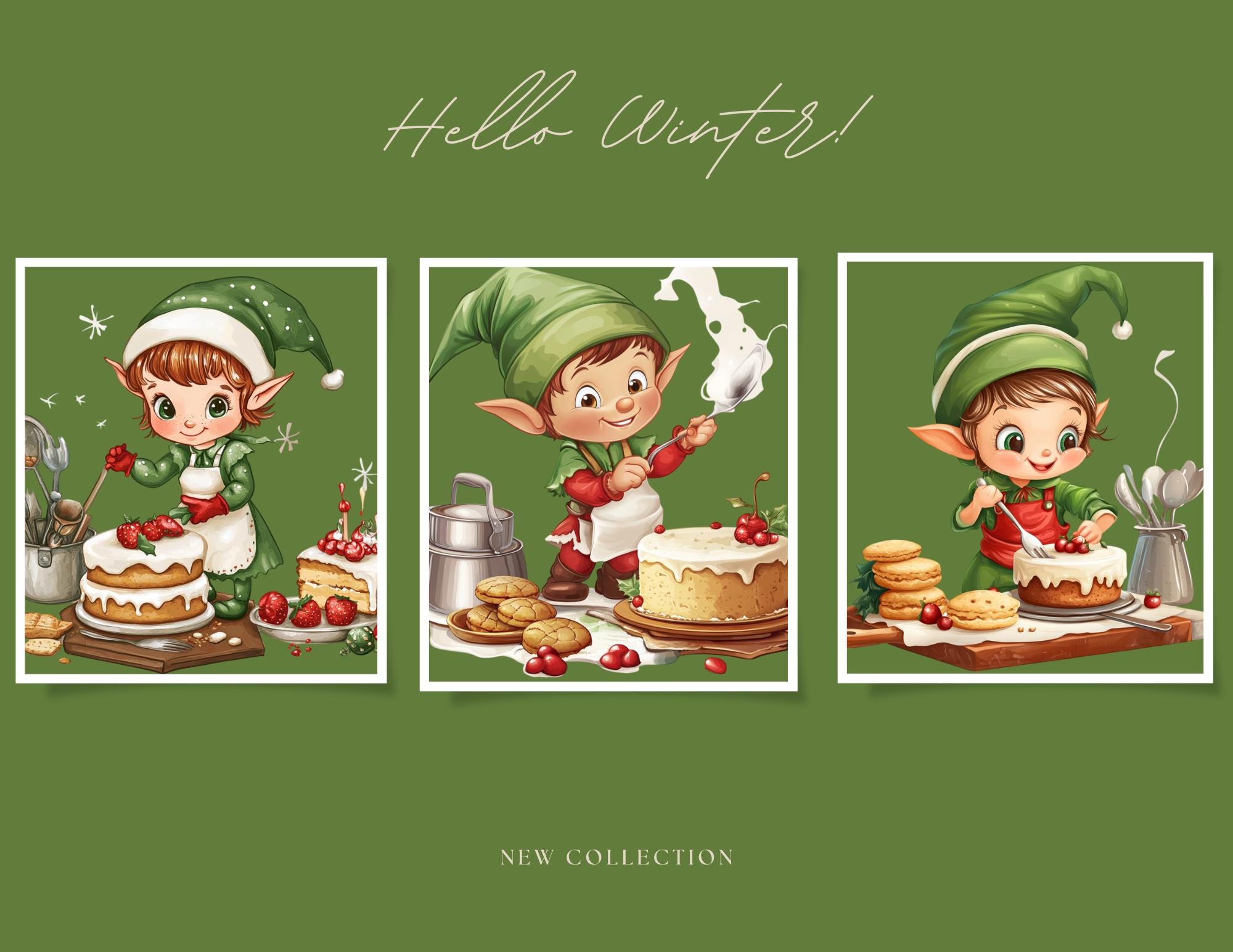 Christmas Elves Cooking Clipart Bundle – 37 PNG Festive Elf | Cute ...
