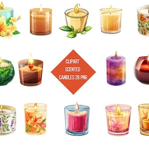 Clipart Scented Candles | Scented Candles PNG | Digital Print Scented Candles Decor | Transparent Background | High Quality Instant Download