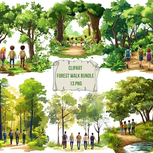 Forest Walk Clipart Bundle, Outdoor Adventure PNG, Nature Walk PNG, Digital Nature, Transparent Background, Instant Download Commercial Use
