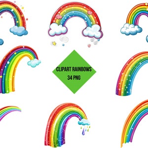 Rainbows Clipart Bundle | Magical Rainbow Designs PNG | Digital Art | Transparent Background | High Quality Instant Download Commercial Use