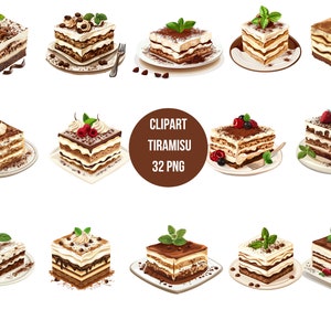 Tiramisu Clipart Set |  44 PNGs for Kitchen Designs and Creative Projects | Transparent Background | High Quality | Instant Download
