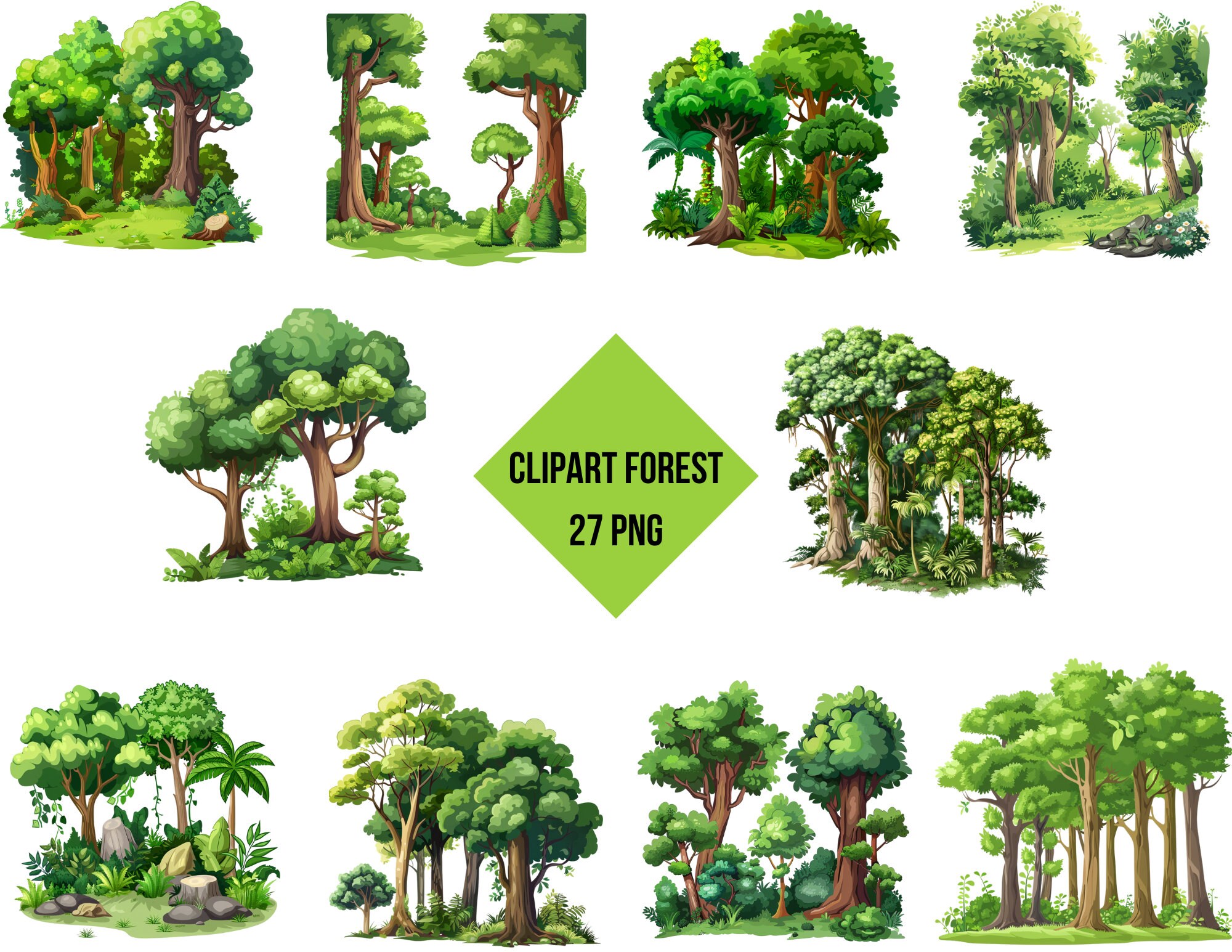 Enchanted Forest Clipart Bundle | Rustic Forest Digital Prints ...