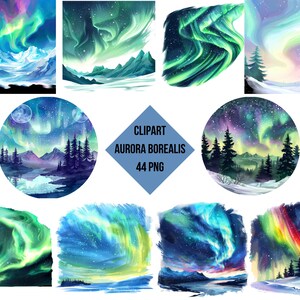 Clipart Aurora Borealis | Aurora Borealis PNG | Digital Print Aurora Borealis |  Transparent Background | High Quality Instant Download