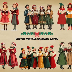 Vintage Caroles Clipart | Vintage Caroles 52 PNG | Digital Print Christmas Decor | Transparent Background | Instant Download, Commercial Use