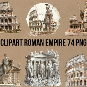 Roman Empire Clipart Print | Digital Art of Colosseum & Rome | Ancient History Decor| Transparent Background | High Quality Instant Download