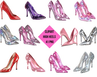 Imágenes prediseñadas de tacones altos glamorosos, zapatos de moda 41 PNG, marca de boutique (uso comercial, descarga instantánea)