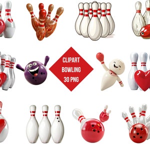 Clipart Bowling | Bowling PNG | Digital Print Bowling Decor | Transparent Background | High Quality Instant Download