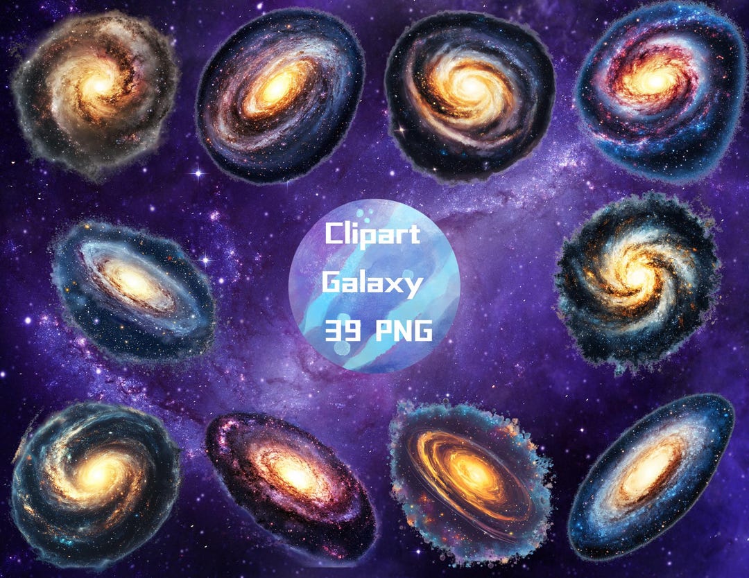 Galaxy Clipart Bundle: 39 Universe PNG Illustrations (digital