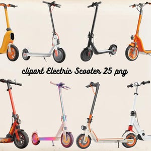 Electric Scooter Clipart, Modern Scooter PNG Bundle,Digital Urban Commute, Instant Download, Commercial Use, Transparent Background
