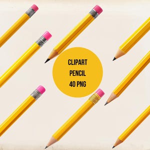 Pencil Clipart Bundle | Simple Pencil with Eraser PNG | Digital School Supply | Transparent Background Instant Download | Commercial Use