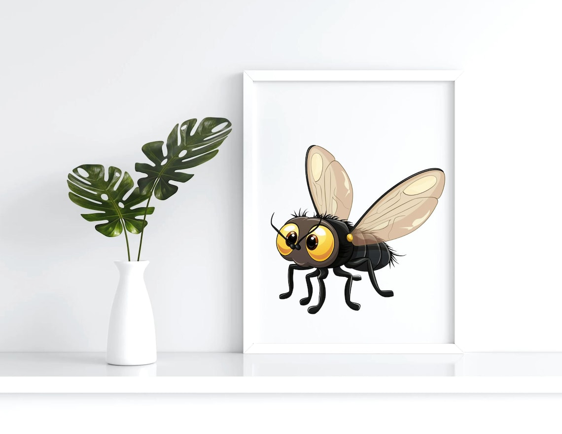 Cute Fly Clipart Bundle | Cute Insect PNG Set | Cartoon Bug Digital ...