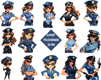 Policewoman Clipart | Courageous Policewoman Decor PNG | Pretty Art | Transparent Background | High Quality Instant Download