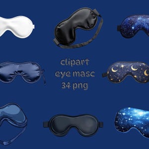 Eye Mask Clipart Bundle – 34 PNGs for Stylish and Relaxing Designs | Transparent Background | Instant Download Commercial Use