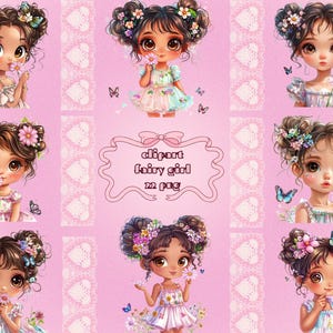 Feenmädchen Clipart, süße Chibi Prinzessin PNG, Boho Mädchen PNG, transparenter Hintergrund, Sofort Download & kommerzielle Nutzung