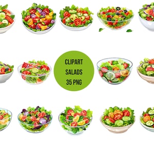 Clipart Salads | Salads PNG | Digital Print Salads | kitchen Decor | Transparent Background | High Quality Instant Download