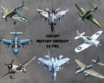 Militärflugzeug Clipart | 60 PNG Kampfflugzeuge (kommerzielle Nutzung, Sofort-Download)