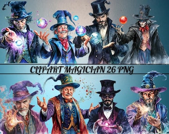 Magician Clipart Bundle | 26 PNG Amazing Magicians Design | Magicians Decor PNG | Transparent Background | Instant Download Commercial Use
