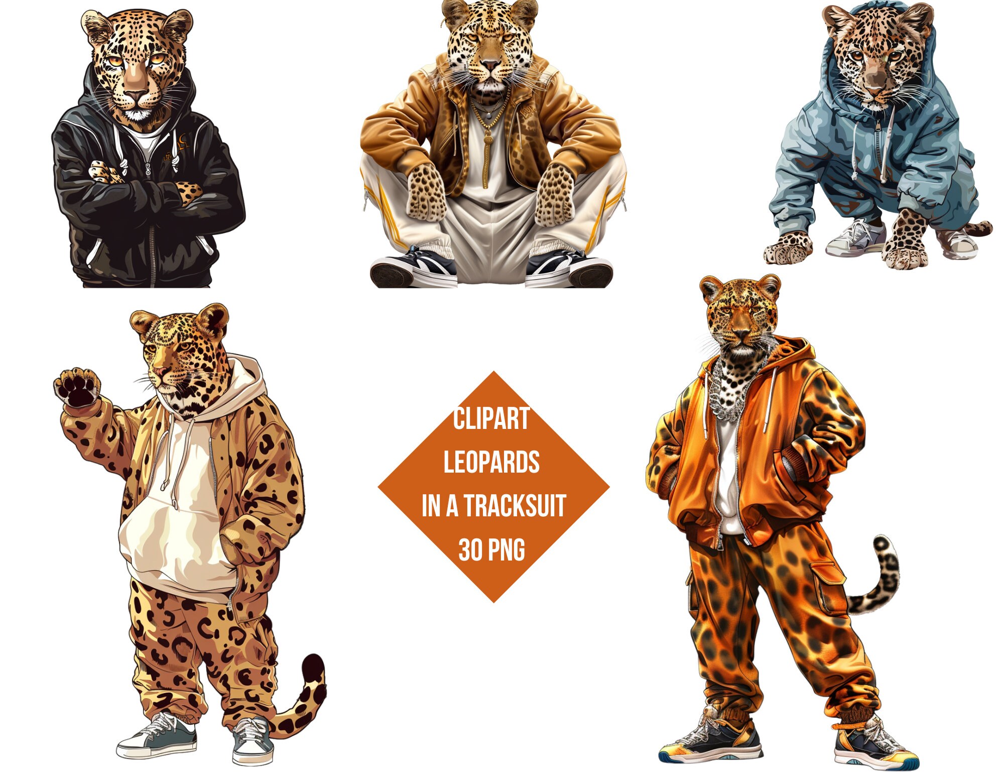 \"25 LEOPARD\"  TRACKSUIT フードジップのみ Leopard Print Zip Hoodies - Stylish & Warm Clothing