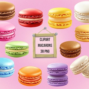 Macaron-clipart: 38 kleurrijke Franse koekjes, png-bestand (commercieel gebruik)