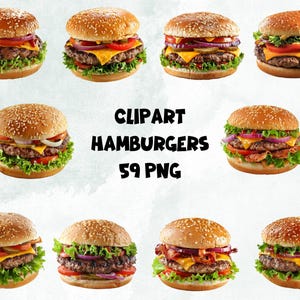 Clipart Hamburgers | Hamburgers Collection 59 PNG  | Transparent Background | Ideal for Restaurant Decor | High Quality | Instant Download