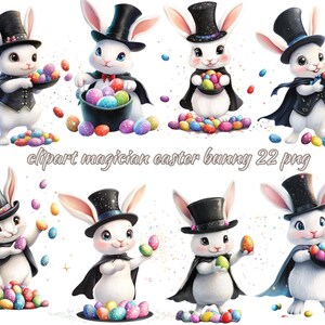 Magician Easter Bunny Clipart, Easter Sublimation PNG, Printable Easter Bunny, Transparent Background, Instant Download Commercial Use